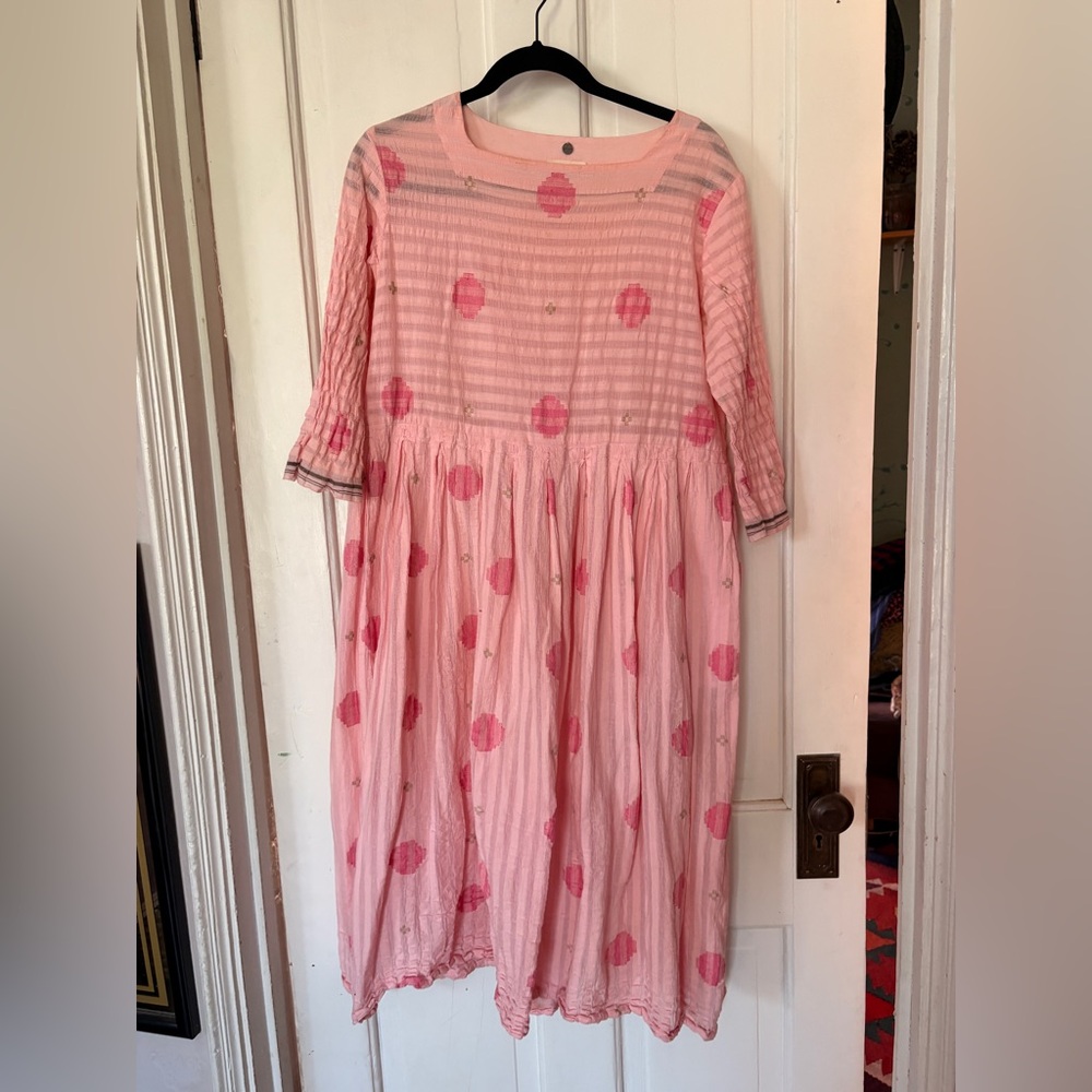 Artisau Pink Cotton Gauzy Dress